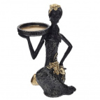 Фигурка декоративная "Африканка" с подставкой д/мелочей, L16,5 W12,5 H24 см