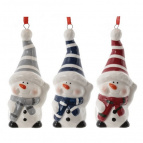 Фигурка декоративная подвесная "Снеговик", L3,5 W4,5 H9,5 см, 3в.