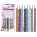 Свечи для торта с подставками "Металлик". Набор 8шт., 6х0,5см NEW