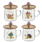 Кружка с крышкой-подставкой, 350 мл, L10 W10 H8 см, 4в.