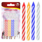 Свечи для торта с подставками. Набор 8шт., 6х0,5см