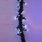 Электрогирлянда комнатная, L10,5 м, 100 теплых белых LED ламп 5,5W, 8 реж.свеч., шнур зеленый 1,5 м