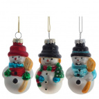 Украшение новогоднее "Снеговик", L5 W4 H9 см, 3в.