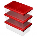 Комплект контейнеров для продуктов "Asti" прямоугольных 1,05л х 3 шт. (красный)