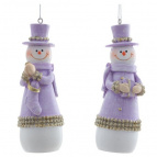 Фигурка декоративная поддвесная "Снеговик", L4 W4 H11,5 см, 2в.