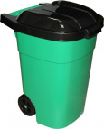 Бак для мусора 65л (на колесах)(черно-зеленый)
