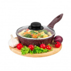 Сковорода глубокая 18 см Elan Gallery ГАРМОНИЯ ВКУСА Рубин с крышкой D18, с несъёмной ручкой