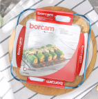 Borcam"жаропр.посуда форма прямоуг.  с пластиковой крышкой 280мм*280мм /6 59024 PLS