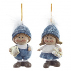 Фигурка декоративная подвесная "Дети",   L4 W3 H7,5 см, 2в.