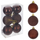 Украшение новогоднее "Шар", набор из 6-ти шт, L6 W6 H7,5 см Полимерный материал