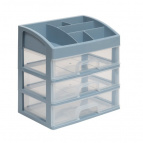 Органайзер для косметики 3 ящика (серо-синий/прозрачный)