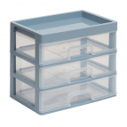 Органайзер для мелочей 3 ящика (серо-синий/прозрачный)
