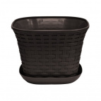 Кашпо квадратное "Ротанг" 4,6 л  с поддоном  (венге)