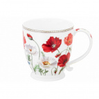 Кружка 500 мл 13,5*10*10,5 см "Маки" на ножке NEW BONE CHINA