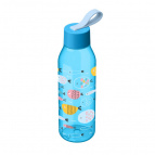МНОГОРАЗОВАЯ БУТЫЛКА ДЛЯ ВОДЫ С ДЕКОРОМ 0,6Л ИЗ ПОЛИПРОПИЛЕНА (Голубой)