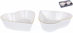 ГРАЦИЯ, набор 2 фигурных салатника 16см, NEW BONE CHINA, декор белый с золотом, цветная упаковка PVC