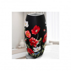 Ваза 3,15 л 12,5*12,5*30 см "Маки на черном" квадрат, NEW BONE CHINA