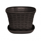 Кашпо квадратное "Ротанг" 2,3 л  с поддоном (венге)