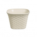 Кашпо квадратное "Ротанг" 4,6 л  с поддоном  (слоновая кость)