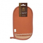 Мочалка «Королевский пилинг», рукавица с декором-тесьма, 14,5х25 см, цвет терракотовый, "Банные штучки"/ 108 / 18